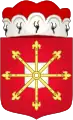 Arms of the Duke of Cleves in Germany: Gules, an escutcheon argent surmounted by an escarbuncle Or.