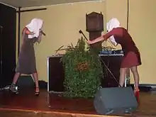 Annika Line Trost (left) and Gina V. D'Orio (right) performing at the Crane Lane Theatre in Cork City 16/03/08
