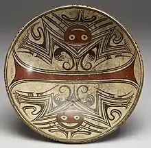 Pedestal dish; 600–800; height: 15.24&nbsp;cm (6 in.), diameter: 27.69&nbsp;cm (10.mw-parser-output .frac{white-space:nowrap}.mw-parser-output .frac .num,.mw-parser-output .frac .den{font-size:80%;line-height:0;vertical-align:super}.mw-parser-output .frac .den{vertical-align:sub}.mw-parser-output .sr-only{border:0;clip:rect(0,0,0,0);clip-path:polygon(0px 0px,0px 0px,0px 0px);height:1px;margin:-1px;overflow:hidden;padding:0;position:absolute;width:1px}7⁄8 in.); Walters Art Museum