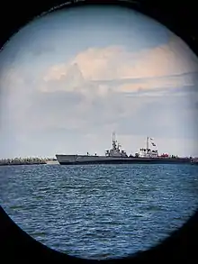 The Cod returns to Cleveland on 18 August 2021 after maintenance in Erie, aided by the tug Manitou.