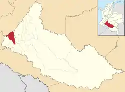 Location of the municipality and town of Belén de Andaquies in the Caquetá Department of Colombia.