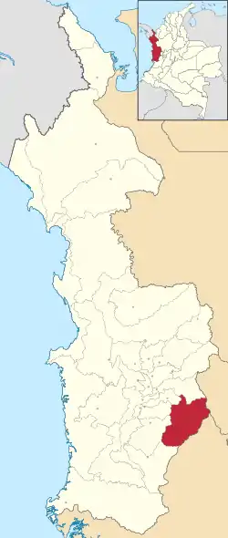 Location of the municipality and town of San José del Palmar in the Chocó Department of Colombia.