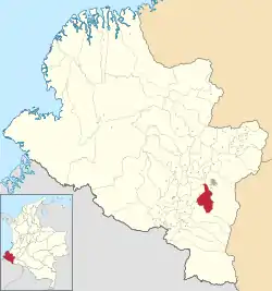 Location of the municipality and town of Tangua, Nariño in the Nariño Department of Colombia.