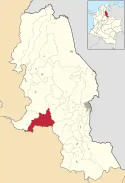Location of Cáchira in Norte de Santander