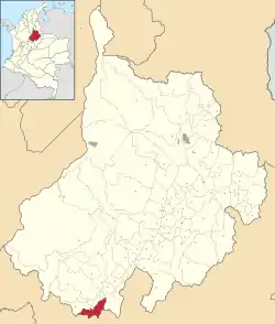 Location of the municipality and town of Albania, Santander in the Santander  Department of Colombia.