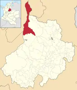 Location of the municipality and town of Puerto Wilches in the Santander  Department of Colombia.