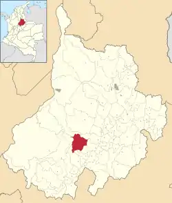 Location of the municipality and town of Santa Helena del Opón in the Santander Department of Colombia.