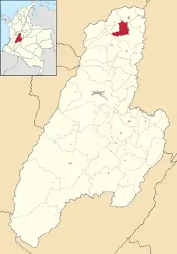 Location of the municipality and town of Falan in the Tolima Department of Colombia.