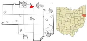 Location of Leetonia in Columbiana County and in the State of Ohio