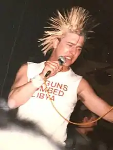 Colin Jerwood performing with Conflict in 1986