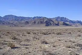 A photo of the Confusion Range viewed from Skull Rock Pass