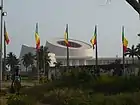 Beninese flags waving outside the Congress Palace of Cotonou (2009)