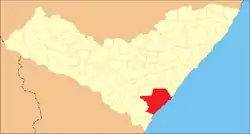 Location of Coruripe in the State of Alagoas