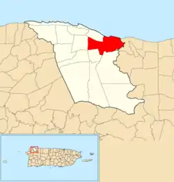 Location of Coto within the municipality of Isabela shown in red
