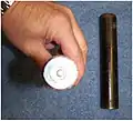 Improvised pipe gun; showing 12 gauge shot gun shell
