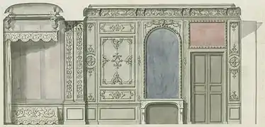 Coupe of the parade chamber in the Château-Neuf of Meudon, circa 1709