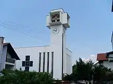 Modern church with a clock tower