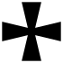With triangular arms that do not fill the square, sometimes called Cossack cross