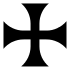 With straight parallel lines at the centre (considered pattée by Rudolf Koch in Book of Signs)