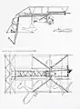 Plan of the hangar, with Sparrowhawk fighters and the "spy basket" observation vehicle