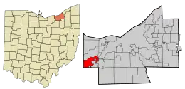 Location in Cuyahoga County and the state of Ohio.
