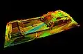 Image of Monte Alban's System IV structure, taken from a  3D laser scan image.