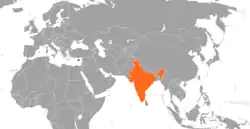 Map indicating locations of Cyprus and India