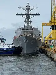 The future USS Jack H. Lucas just after being launched.