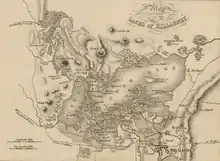Hand-drawn map of the Lakes by French artist Alphonse Dousseau, between 1830-1869