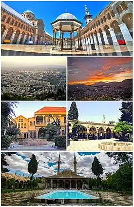 Umayyad Mosque General view of Damascus&nbsp;• Mount Qasioun Maktab Anbar&nbsp;• Azm Palace Sulaymaniyya Takiyya