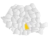 Map of Romania highlighting Dâmbovița County