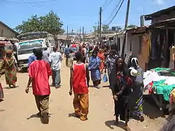 A shopping street in Buguruni during the day time.