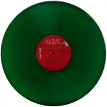 A green vinyl LP record