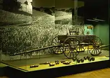 The Dejbjerg wagon on display at the National Museum of Denmark, found deposited in a peat bog in Denmark and dating from around Tacitus's time.
