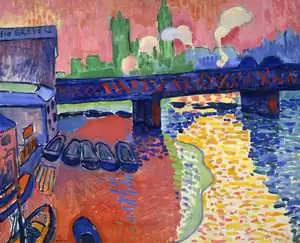 Charing Cross Bridge, London; by André Derain; 1906; oil on canvas, 80.3 × 100.3&nbsp;cm.; National Gallery of Art (Washington, D.C., USA)