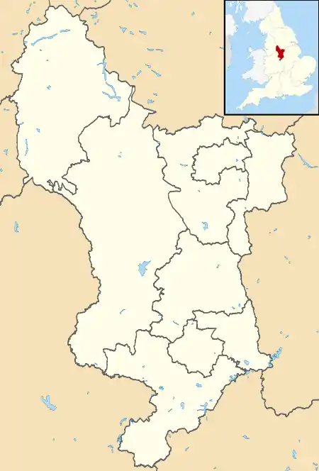 Maps of castles in England by county: B–K is located in Derbyshire