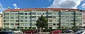 The Green Funkis Building shown as a panorama