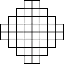 An Aztec diamond of order 4, which has 1024 domino tilings