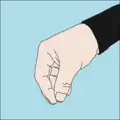 Silt, or Silting: Palm and fingers down, thumb rubbed against the tips of the fingers