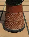 Timing belt decoration on the foot of a djembe (purchased in Conakry in 2001)