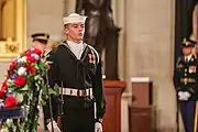 A sailor of the U.S. Navy Ceremonial Honor Guard is pictured during the lying in state on December 3, 2018