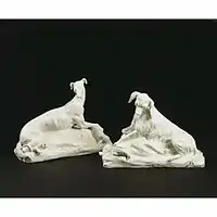 Pair of dogs, about 1749, height 13.4 centimetres (5.3&nbsp;in), V&A Museum