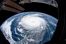 Dorian over Grand Bahama on September&nbsp;2 as viewed from the International Space Station
