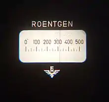 View of quartz fiber dosimeter reading
