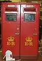 A rare double Type F pillar box by Vandyke Engineering (1968) at the BPMA Store, Debden, Essex.