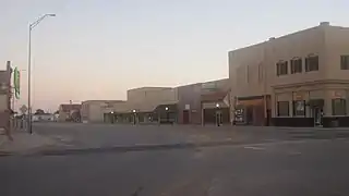 Downtown Anson south of the courthouse at sunset