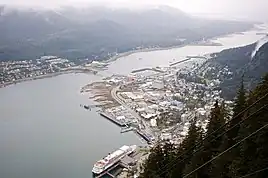 Aerial view of Juneau from the Goldbelt Tram