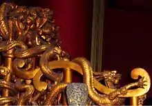 Image 53Detail of the Dragon Throne used by the Qianlong Emperor of China, Forbidden City, Qing dynasty. Artifact circulating in U.S. museums on loan from Beijing (from Culture of Asia)
