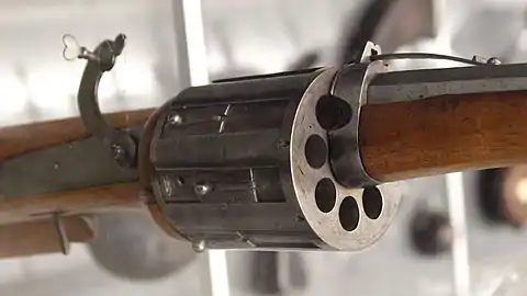 Detail of an 8-chambered matchlock revolver (Germany, c. 1580)