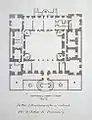 Plan. The building extends 145 feet (44 metres)